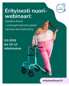 Sandra Kurki - voimaantumista oman tarinan kertomisella webinaarimainos